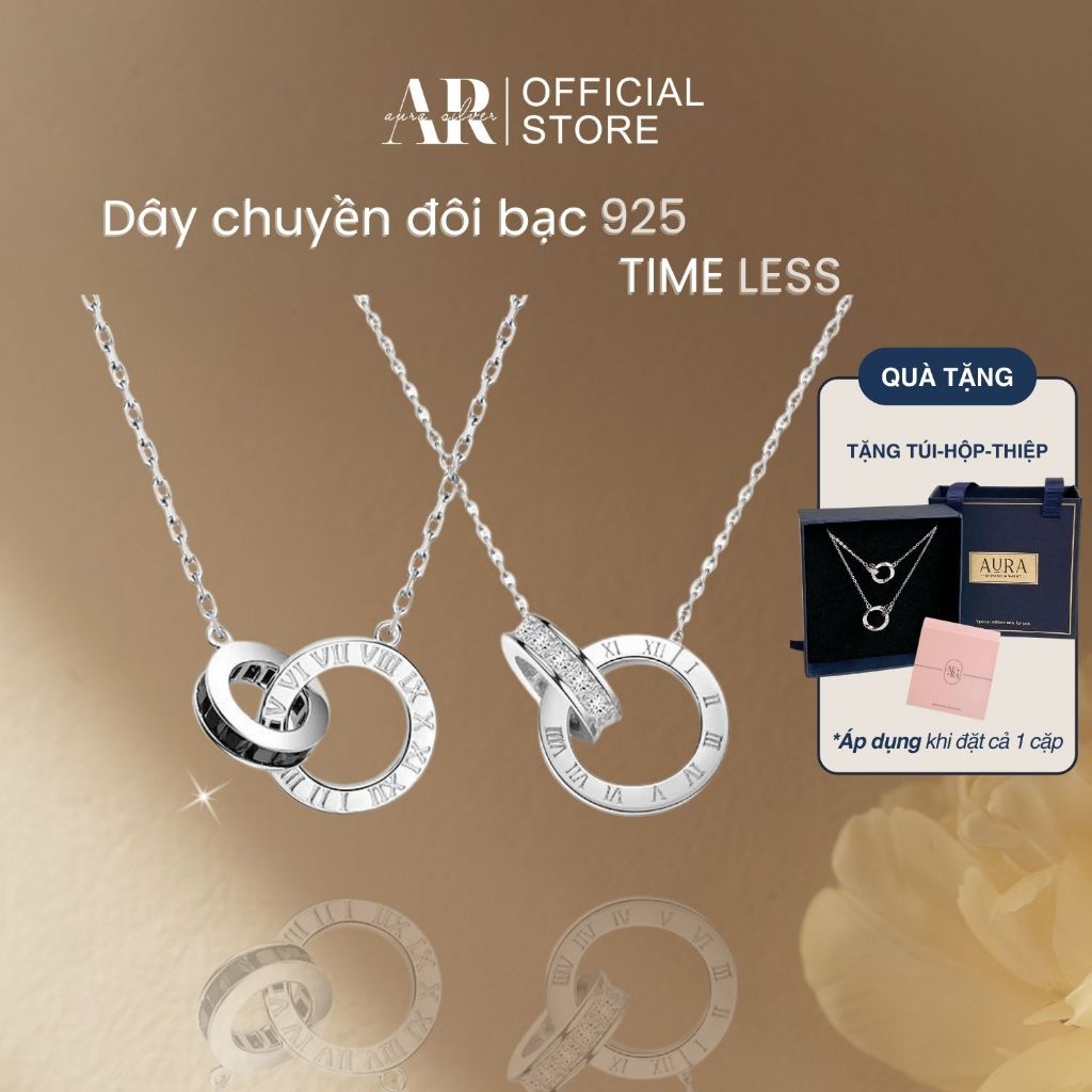  Dây chuyền đôi bạc Ý 925 Timeless vòng cổ tình yêu nam nữ Aura Silver-DCD06 