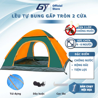  Lều cắm trại tự bung 2 cửa cho 4 - 6 người lều gấp gọn dã ngoại chống côn trùng chống thấm 