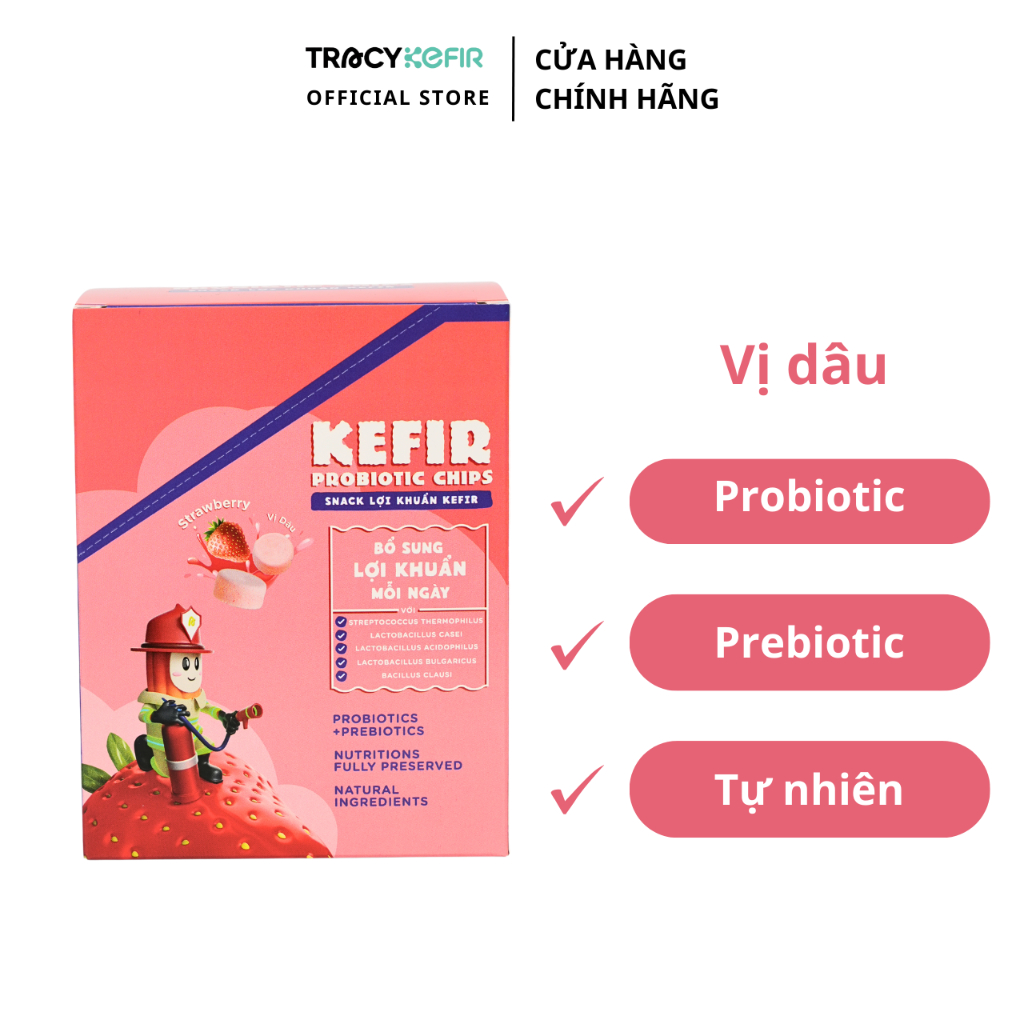 Hộp snack lợi khuẩn kefir vị dâu (5 gói)