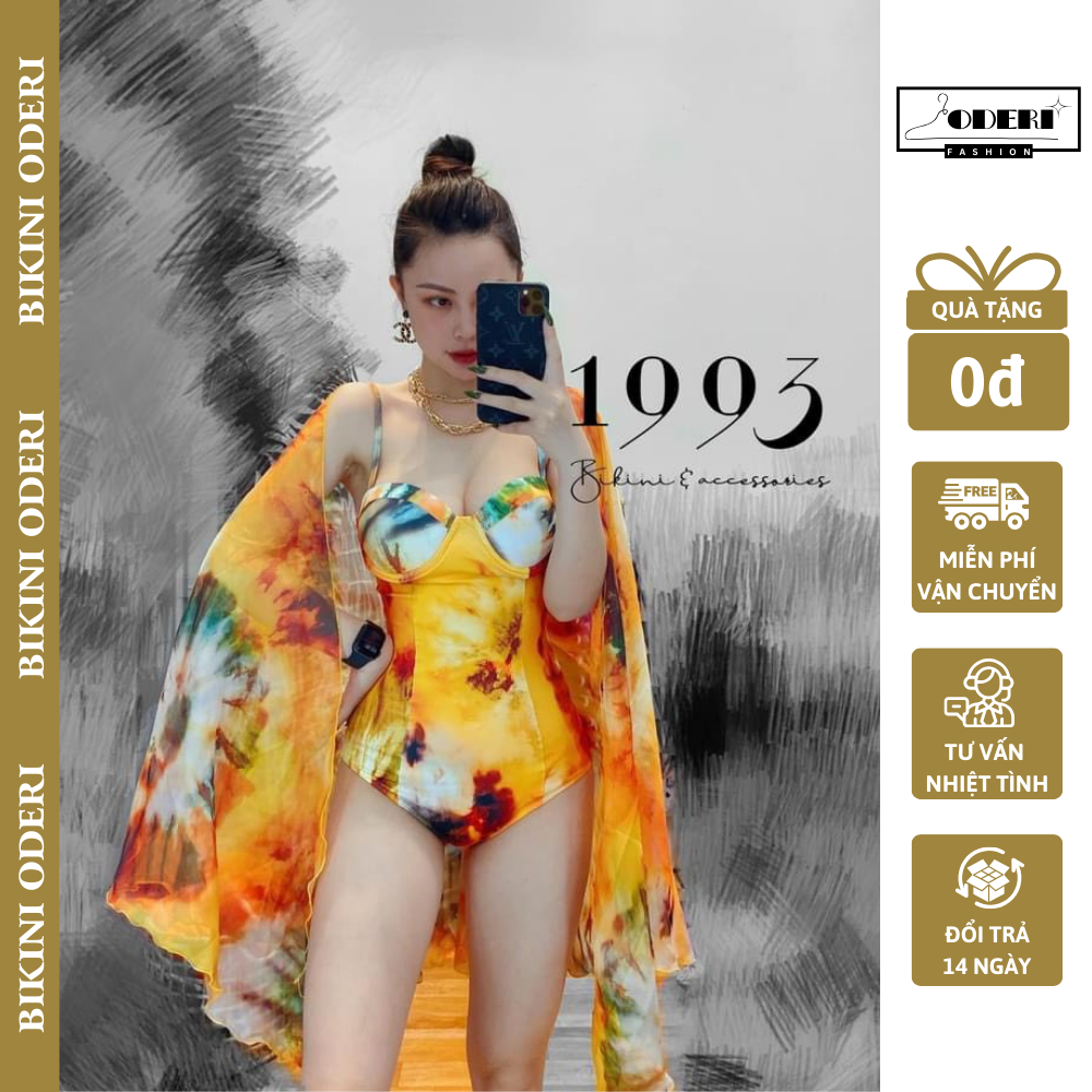 ComBo 2 Món Bikini, Đồ Bơi Đi Biển Một Mảnh Kèm Khăn Họa Tiết Sang Đẹp ODERI