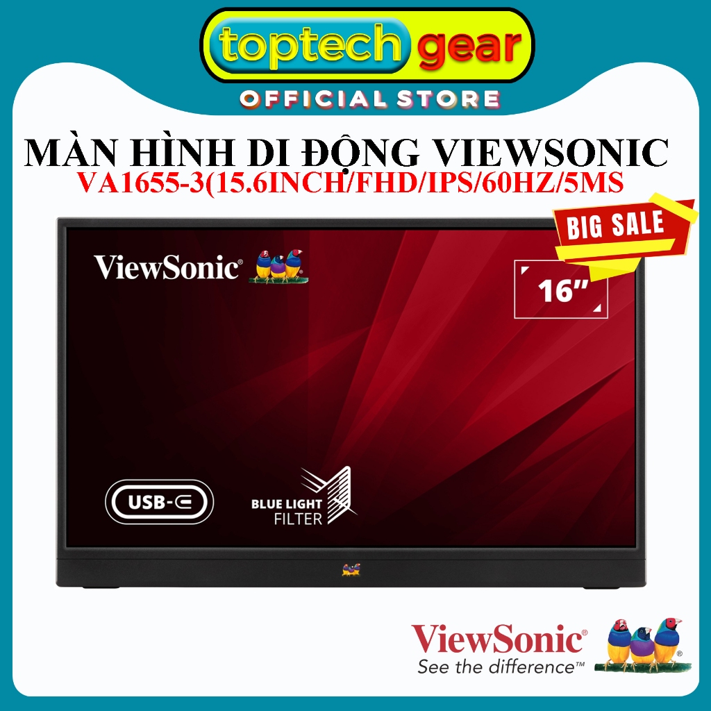 Màn hình di động VIEWSONIC VA1655-3 (15.6INCH/FHD/IPS/60HZ/5MS/250NITS/HDMIMINI+USBC+AUDIO+JOYKEY)