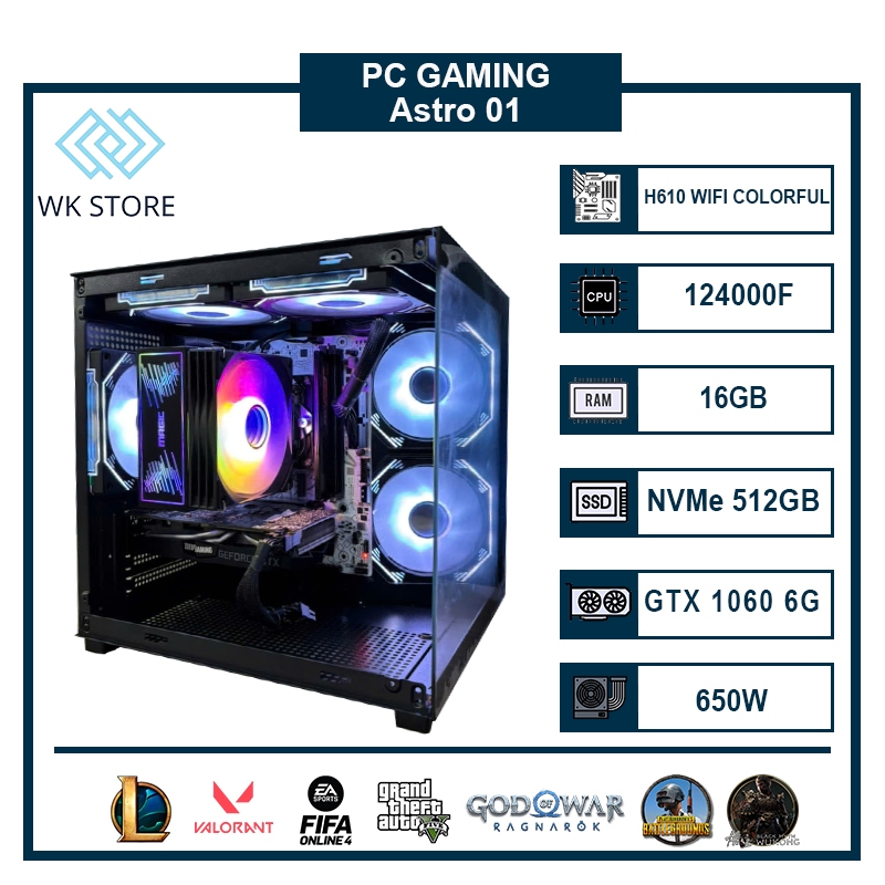 Thùng PC Astro 01 | I5 12400F, 16GB Ram, VGA GTX 1060 / RTX 3050 / RX 7600 (Mới, BH 36T)