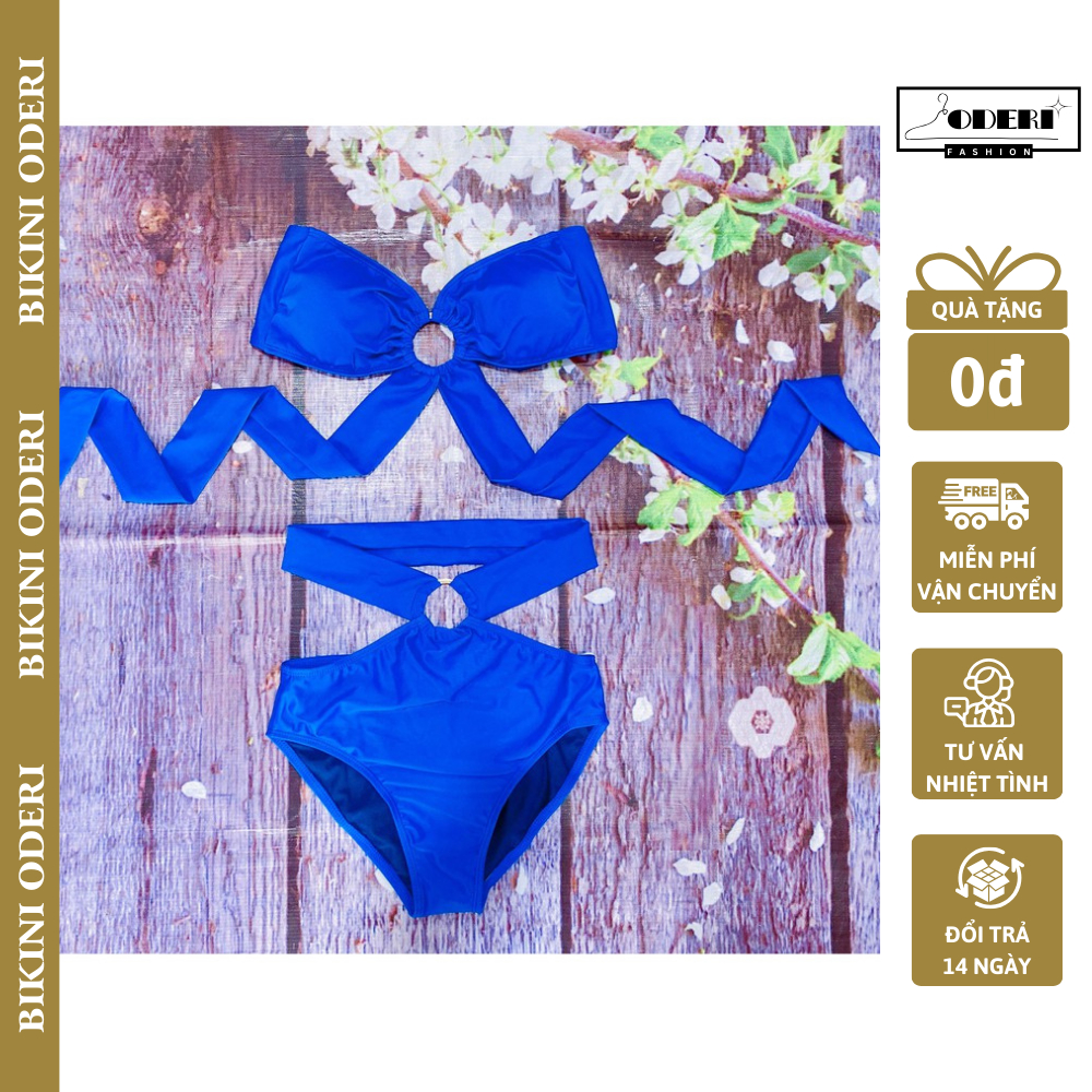 Bikini, Đồ Bơi Hai Mảnh Secxy Khoen Xanh Coban Oderi 835