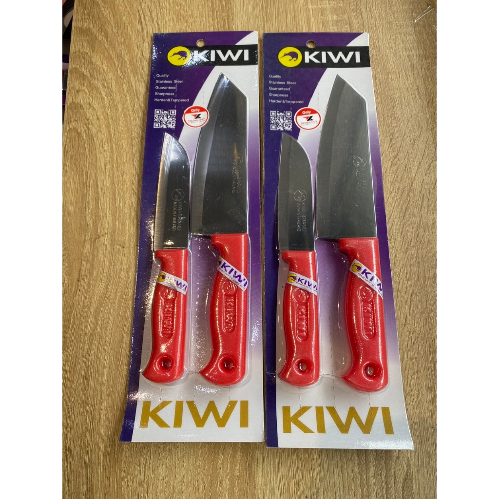 Set 2 Dao Kiwi Thái Lan Cán Nhựa Đỏ 051446 – Dao Gọt Hoa Quả, Cắt Thịt Sắc Bén - Chính Hãng Kiwi