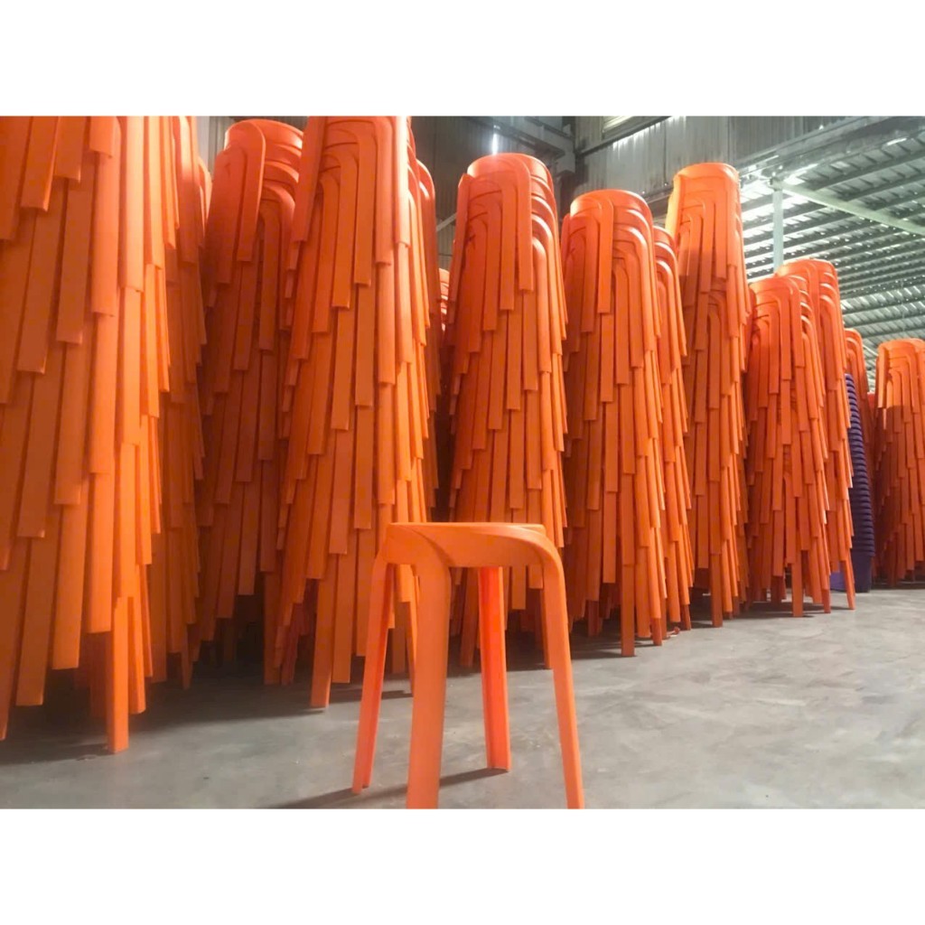 [Giá sỉ] 5 chiếc ghế đẩu nhựa đúc màu cam cao cấp, ghế decor sang trọng, ghế nhựa trang trí