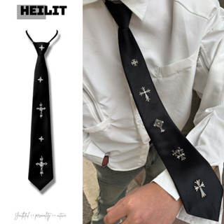 Cà Vạt Cho Nam Đính Họa Tiết HeiLit Kiểu Bản Nhỏ Chất Vải Dày Dặn