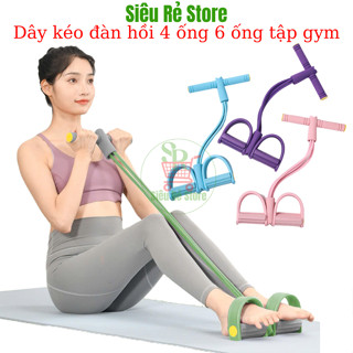 Dây kháng lực tập gym 4 ống 6 ống Siêu Rẻ Store Dây kéo cao su tập giảm mỡ bụng kháng lực tay vai lưng tại nhà