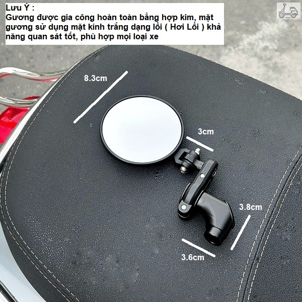 Kính Chiếu Hậu Tròn Nhôm Xếp Gọn Cho Xe Vespa Sprint Primavera LX GTS - Gương Gập Gọn Tặng Ốc Lắp