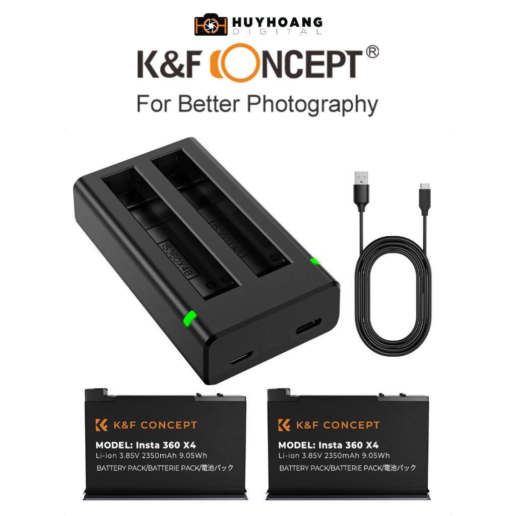 Pin K&F CONCEPT Insta360 X4 | 2 Pin 1 Sạc đôi