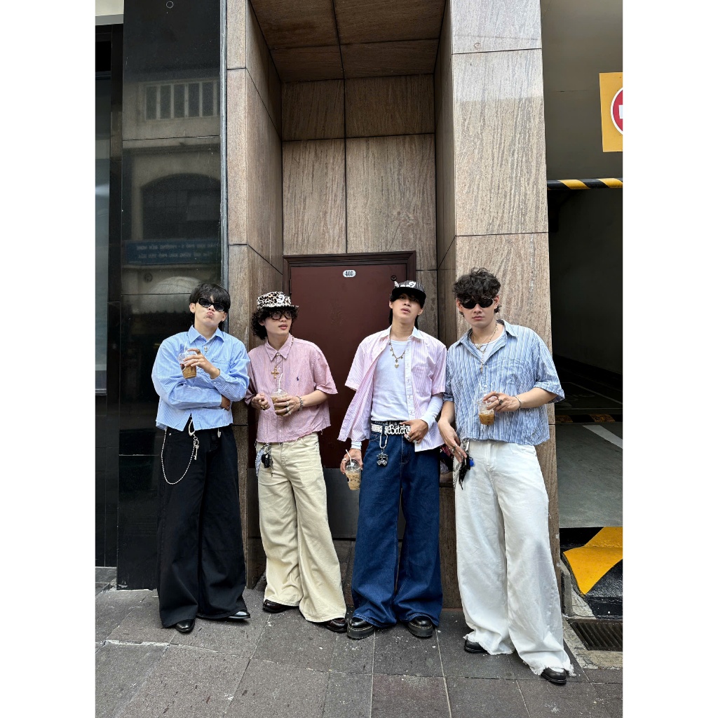 NORMAL COLOR LOOSE PLEAT - Quần jeans trắng ống rộng rách ống | BigBuy360 - bigbuy360.vn