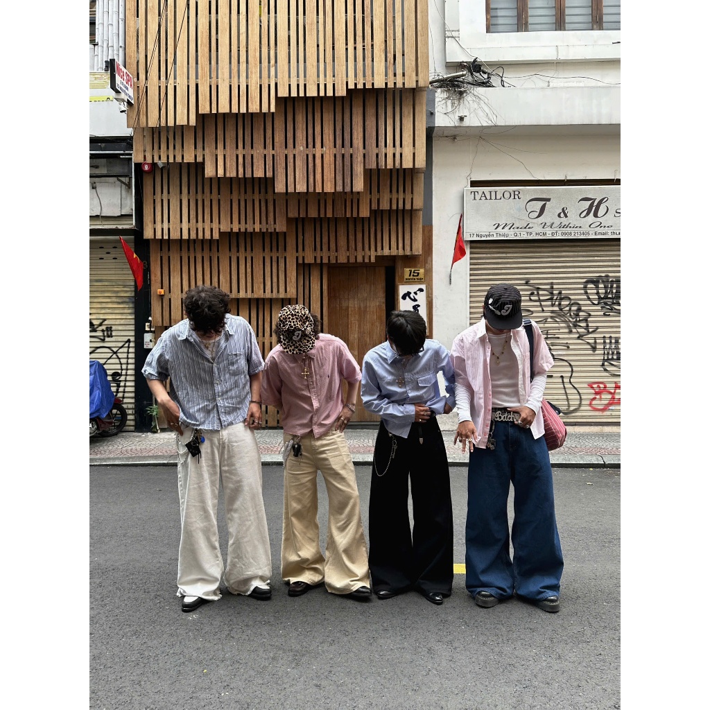 NORMAL COLOR LOOSE PLEAT - Quần jeans trắng ống rộng rách ống | BigBuy360 - bigbuy360.vn