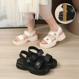 Dép sandal nữ chữ Minn đế cao 4cm (tăng 1 size), dép nữ xăng đan mùa hè 2025, quai nhựa silicone, đế PU, Saki