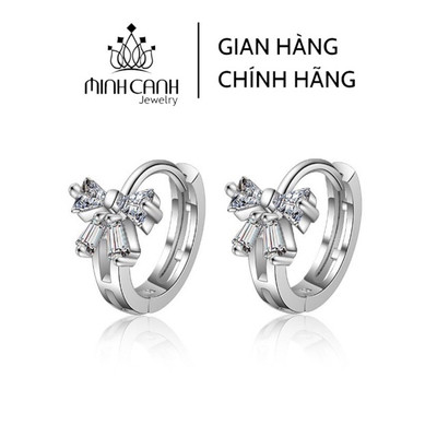Bông Tai Bạc Khóa Bấm Nơ Đá Nhỏ - Minh Canh Jewelry