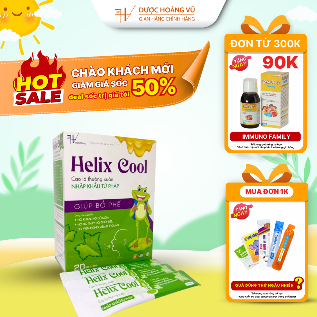 [✨COMBO QUÀ XỊN] Siro ho bổ phế cho bé HELIX COOL (Hộp 20 gói) - Giúp dịu ho, ho khan, ho có đờm, ho do thời tiết