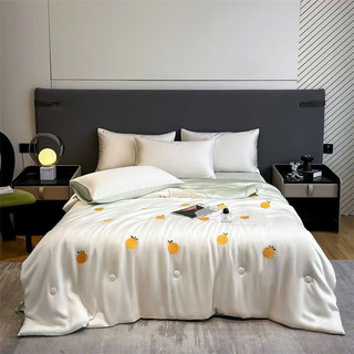 Set Chăn Ga Gối Lụa Phi Bóng Thêu Hoạ Tiết “Chăn Trần Hè” (Set 4 món