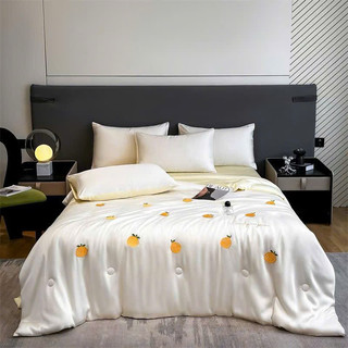 Set Chăn Ga Gối Lụa Phi Bóng Thêu Hoạ Tiết “Chăn Trần Hè” (Set 4 món