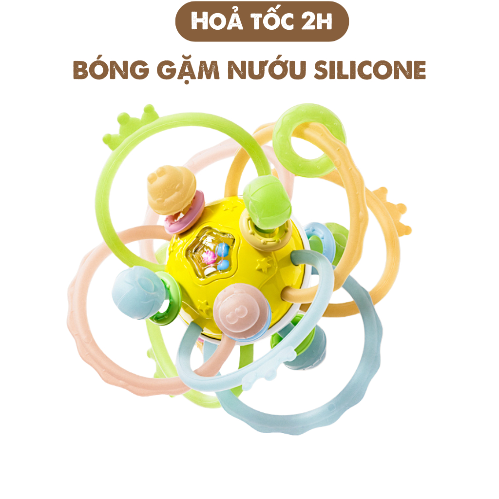 Gặm Nướu Cho Bé Hình Cầu Manhattan Siêu Mềm Silicon Cao Cấp, Đồ Chơi Cho Bé Sơ Sinh Tập Cầm Nắm, cảm nhận có lục lạc