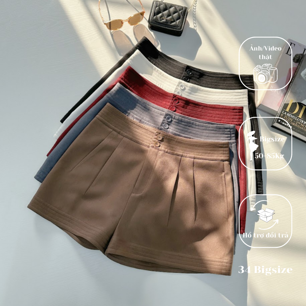 Quần short li eo 34QS024 34 Bigsize, quần đùi bigsize cao cấp ép keo cho nữ đi chơi, đi dạo