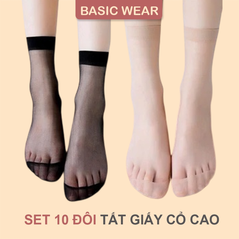 Combo 10 đôi tất da chân tất giấy mỏng siêu dai, siêu mềm mại, siêu bền chống nắng cổ cao (mác tím)