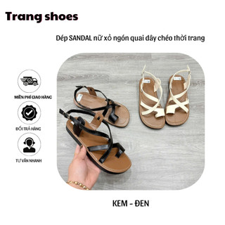  Dép SANDAL nữ xỏ ngón quai dây chéo thời trang  Đế thấp chống trơn trượt 