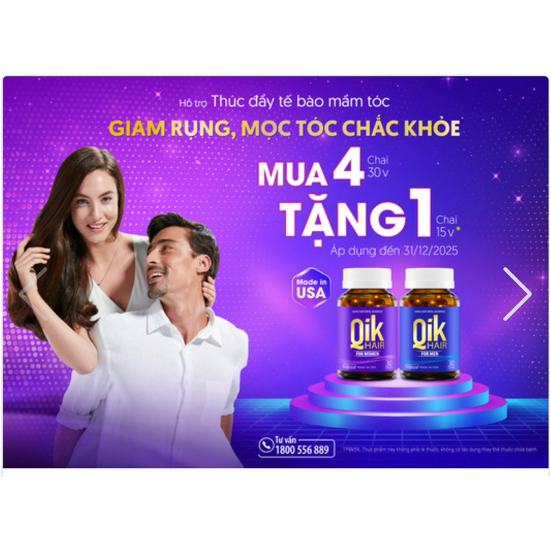 Qik Hair (For Men) 30V- thúc đẩy mọc tóc