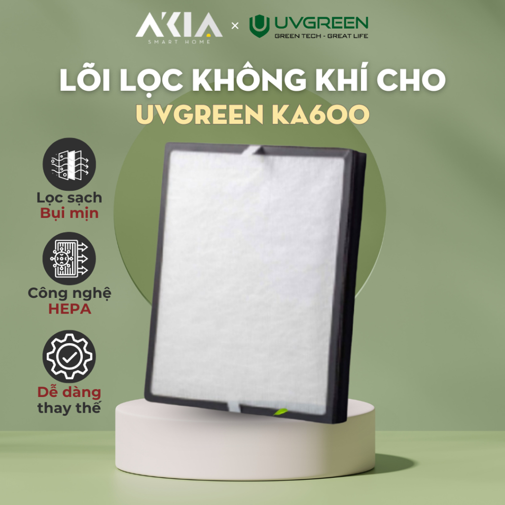 Màng (lõi) Lọc HEPA H13 Diệt Khuẩn Cho Máy Lọc Không Khí UVGREEN KA600 FT - Loại Bỏ 99,97% Bụi Mịn