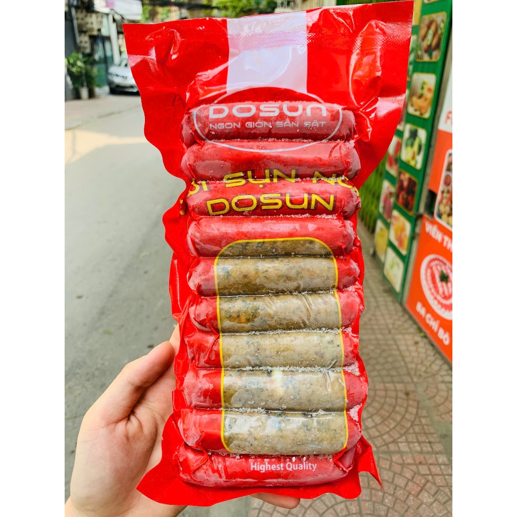 Dồi sụn non Dosun 500g- màu đỏ, loại ngon có túi nước chấm, nướng, chiên siêu ngon