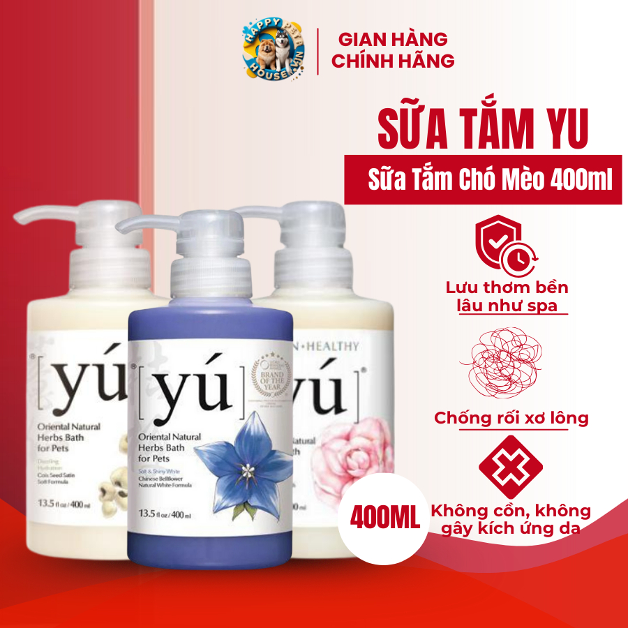 Sữa Tắm Chó Mèo Nước Hoa Yu Cao Cấp Chuyên Dụng Spa Grooming, Đa Dạng Mùi Hương