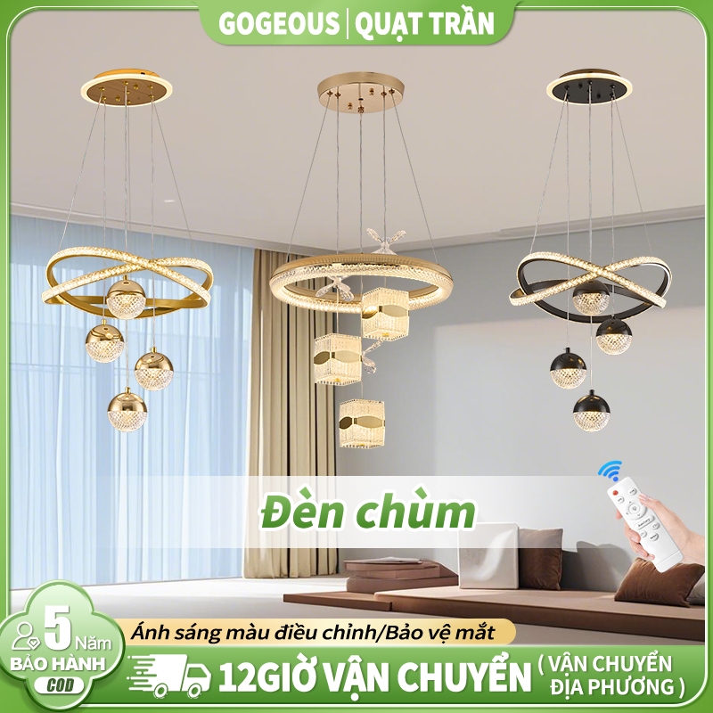 Gogeous Đèn trần 3 Chế Độ Ánh Sáng có điều đèn phòng khách Đèn thả trần phòng ngủ Dèn ốp trần phòng 