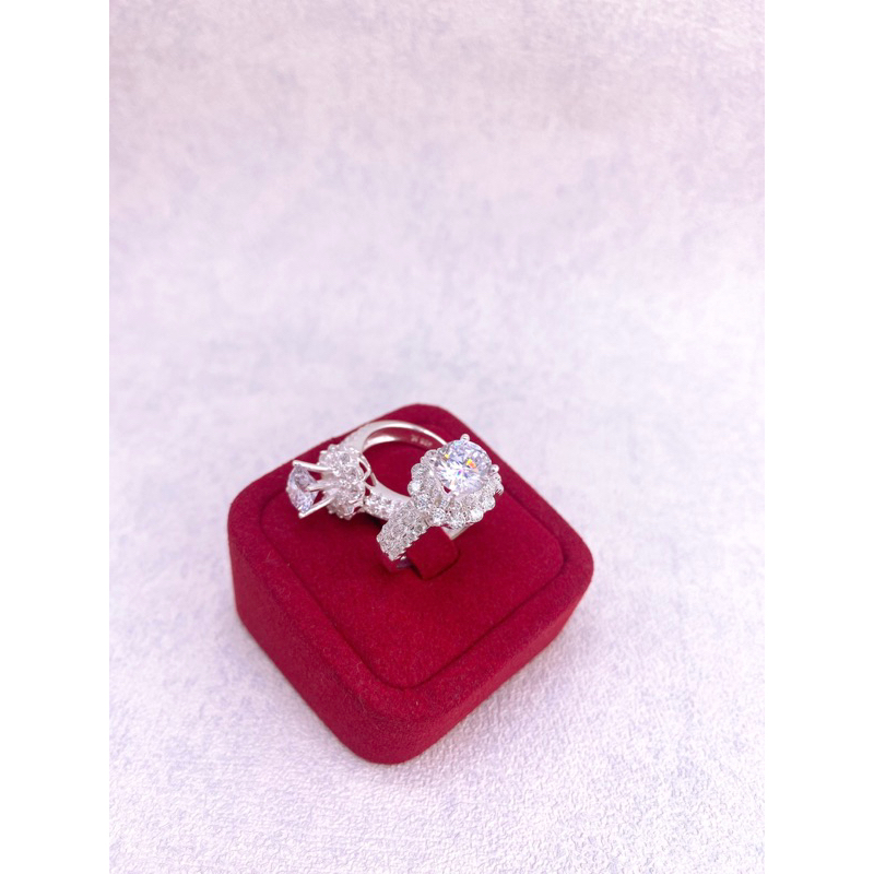 Nhẫn bạc nữ hột chủ 7.5 ly xi bạch kim - NBXBK00027- Bạc cao cấp 925