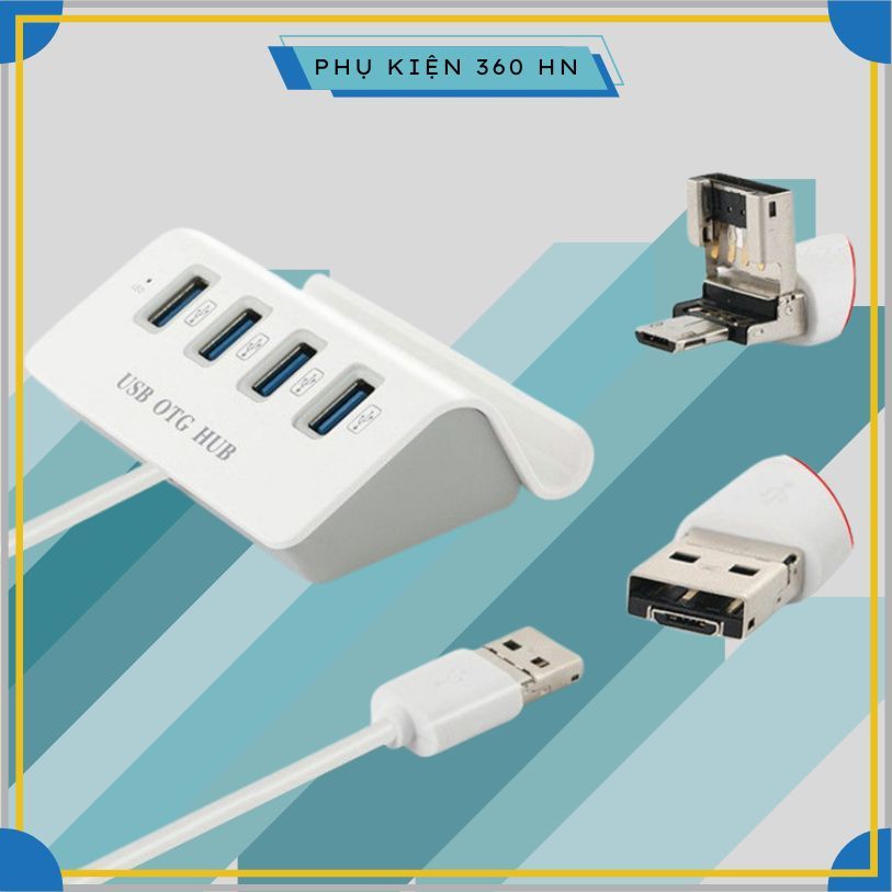Bộ Hub chia 4 Cổng USB OTG HUB kiêm Dock cho Điện Thoại & Máy Tính