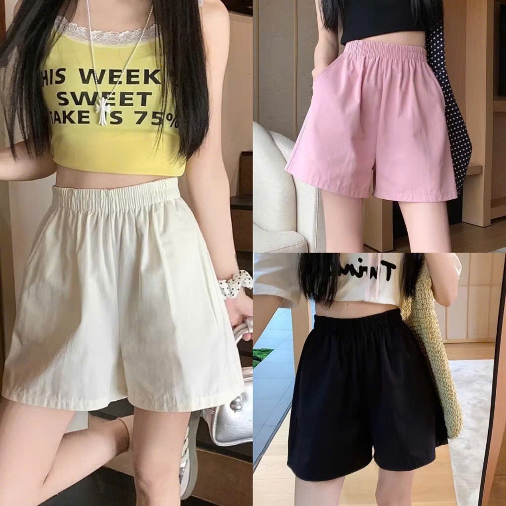[ MẪU MỚI] Quần short nữ đùi chất đũi mát,cạp bo chun co giãn có túi 2 bên thoải mái mặc mùa hè | BigBuy360 - bigbuy360.vn