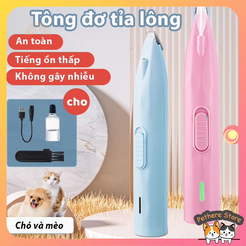 Tông Đơ Cạo Bàn Chân Chó Mèo Không Dây Có Đèn LED Soi Sáng Sạc USB Tiếng Ồn Thấp Máy Tỉa Lông Thú Cưng