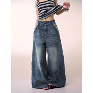  Quần jeans ống rộng eo tua rua INTO.EIGHT thiết kế  OCEAN JEANS  