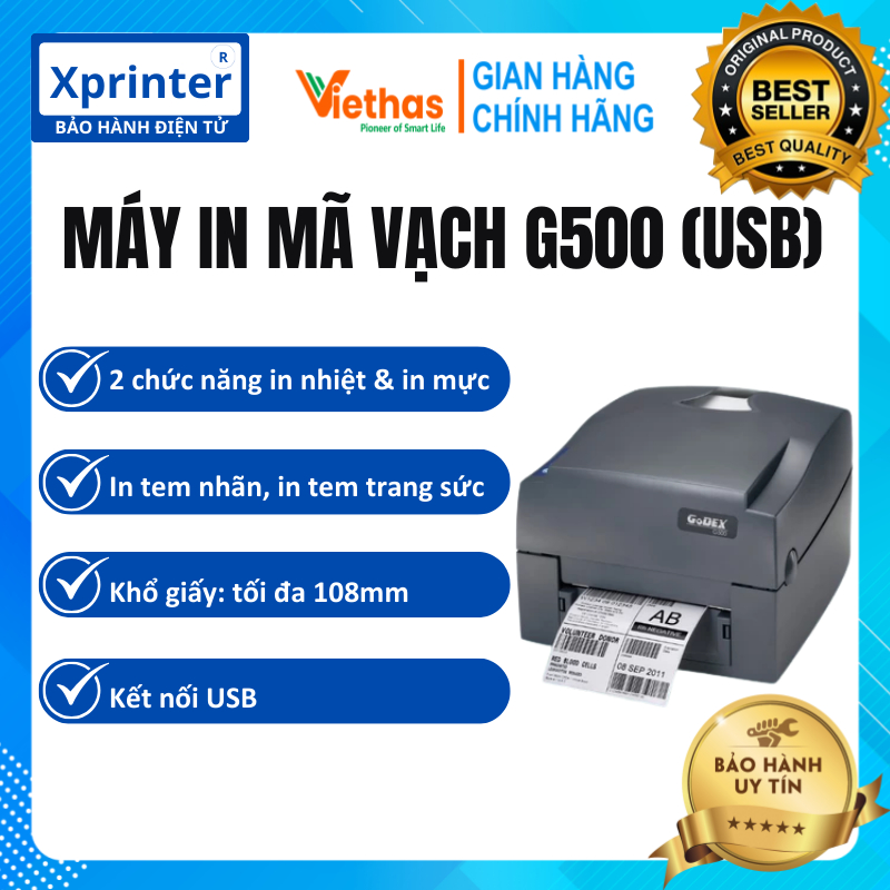 Máy in mã vạch nhãn Godex G500 (USB)