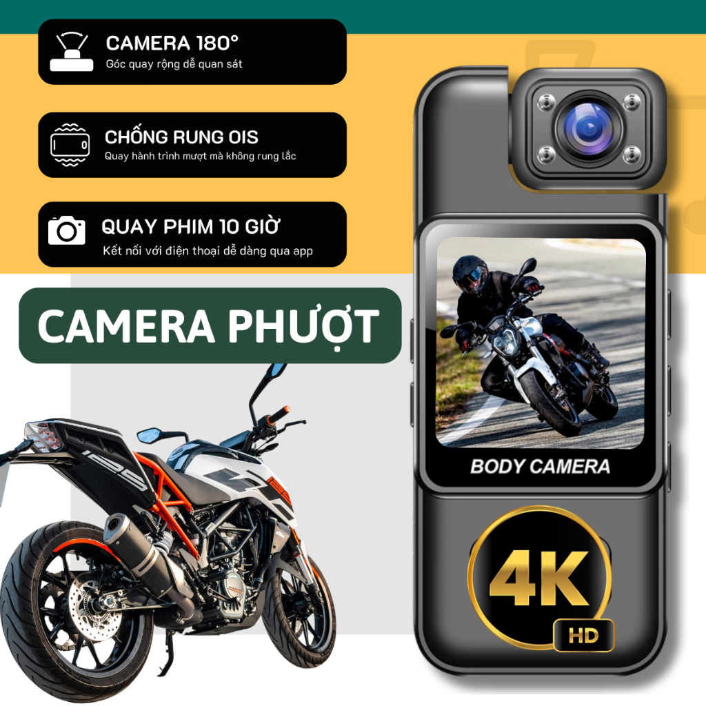 Camera nhỏ gọn quay phim 4K-60fps hành trình xe máy, xe đạp chống rung mượt - Camera hành trình và cầm tay