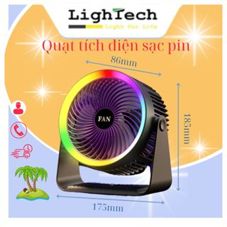  Quạt Tích Điện Sạc Pin Tiện Dụng Treo Tường Để Bàn Có Đèn Led 7 Màu  5 Mức Độ Gió ,Quạt Để Bàn 
