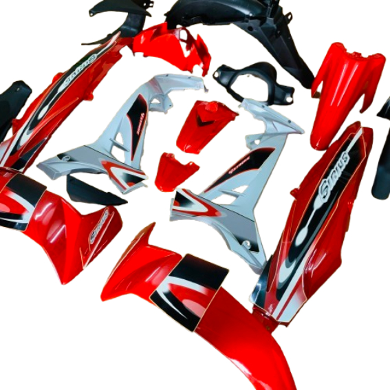 [ Tặng Tem ] Dàn áo - Bộ vỏ nhựa xe Sirius đời 2005 đến 2018 màu Đỏ Bạc- nhựa ABS loại 1 cao cấp