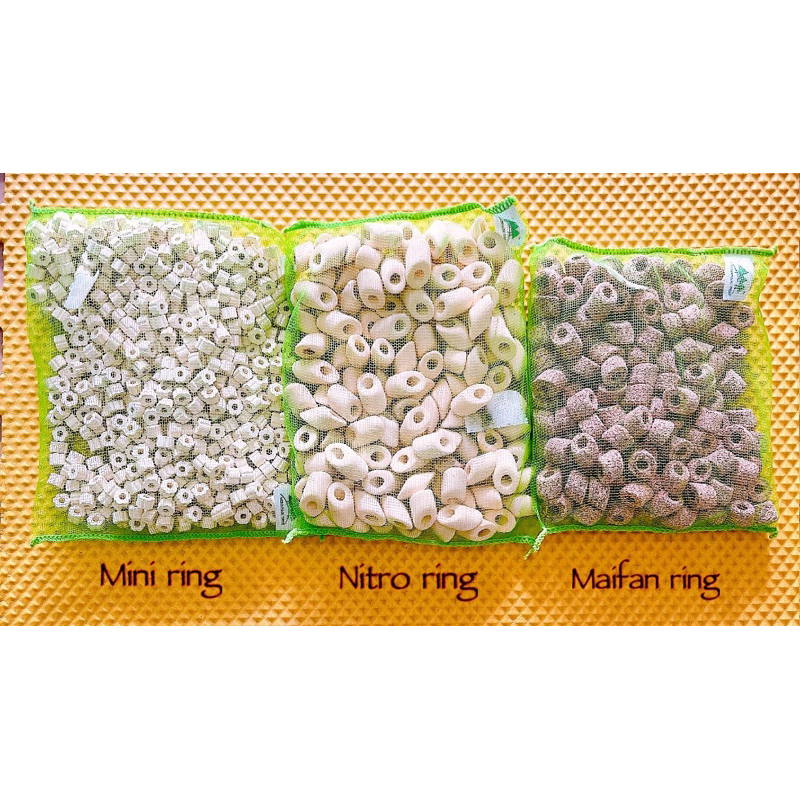Vật Liệu Lọc MOUNTAIN TREE Mini Ring, Nitro Ring, Maifan Ring - 1 Lít (Túi Chính Hãng) Cho Hồ Cá
