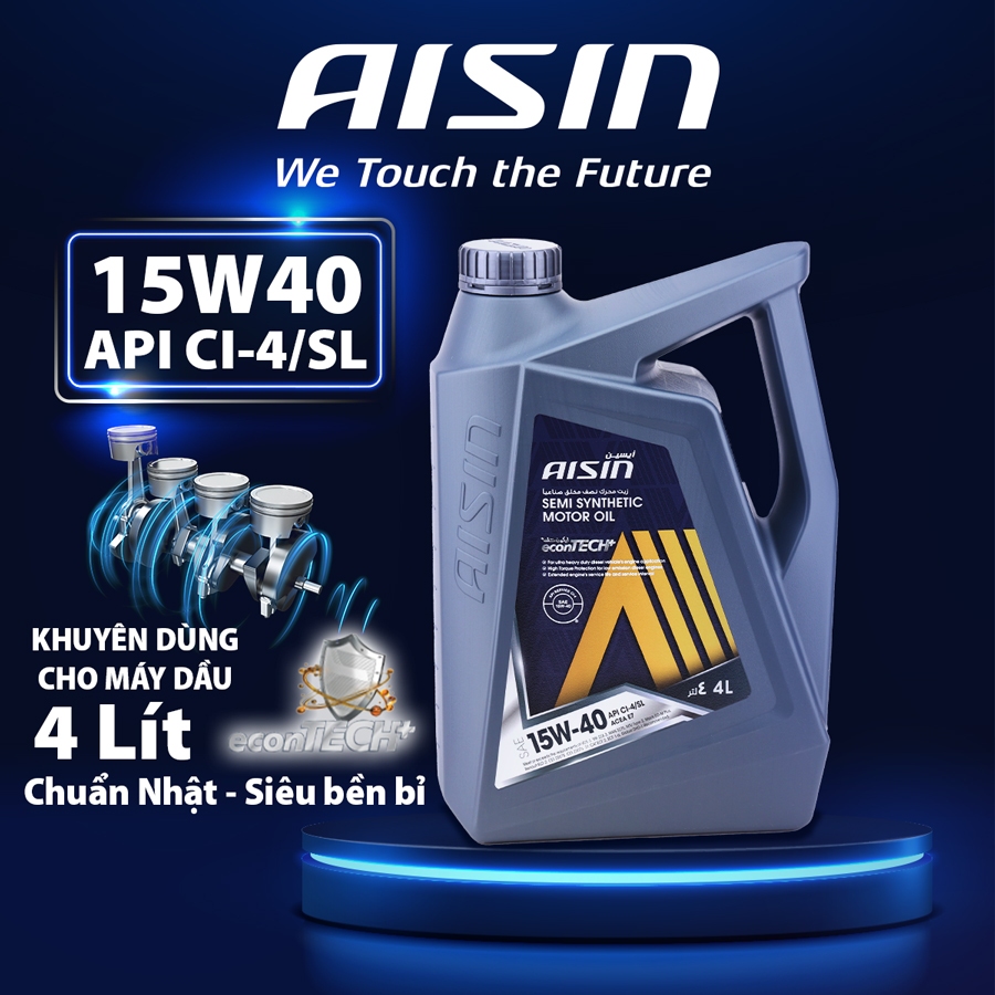 Dầu Nhớt Bán Tổng Hợp AISIN Econtech+ CI4/SL 15W40 4 Lít ECSI1544P
