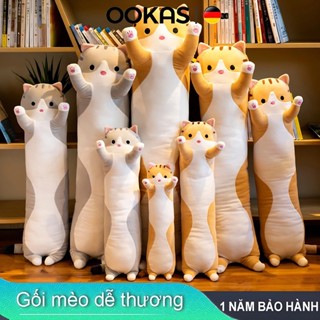 OOKAS Gối Ôm cute Dài Hình Mèo Búp bê nhồi bông động làm bằng vật liệu an toàn cho trẻ em