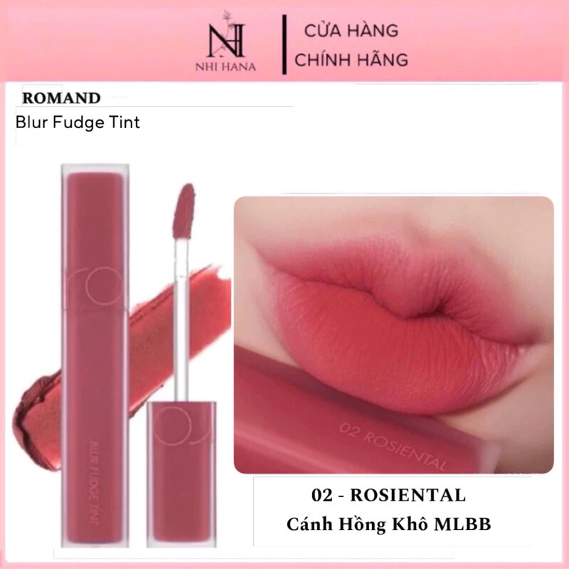 [Có Sẵn 02] Son Kem Lỳ Mềm Mịn ROMAND Blur Fudge Tint - 02 #Rosiental Đỏ Hồng Nude Thân Vuông 5g - N