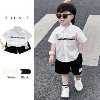 Set đồ bé trai sành điệu áo sơ mi trắng kèm quần short Yuunie cho bé trai từ 1 đến 6 tuổi Y25BT015