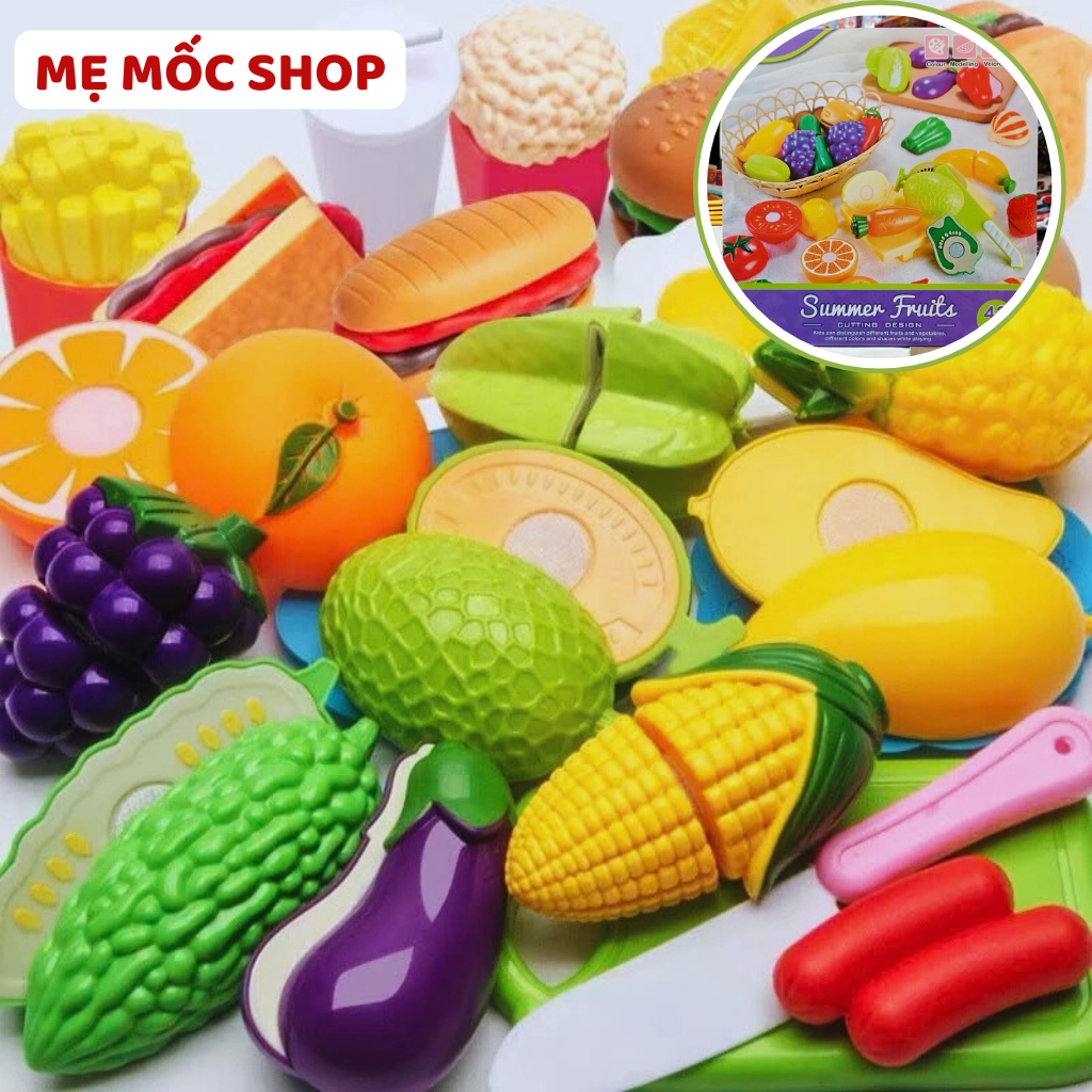 Hộp Cắt Củ Quả Nhựa 43 Chi Tiết Memocshop Đồ Chơi Nhà Bếp, Bộ Đồ Chơi Nấu Ăn Cho Bé