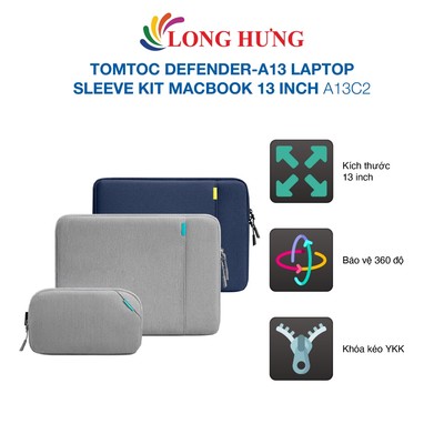 Túi chống sốc Tomtoc Defender-A13 Laptop Sleeve Kit MacBook 13 inch A13C2 - Hàng chính hãng