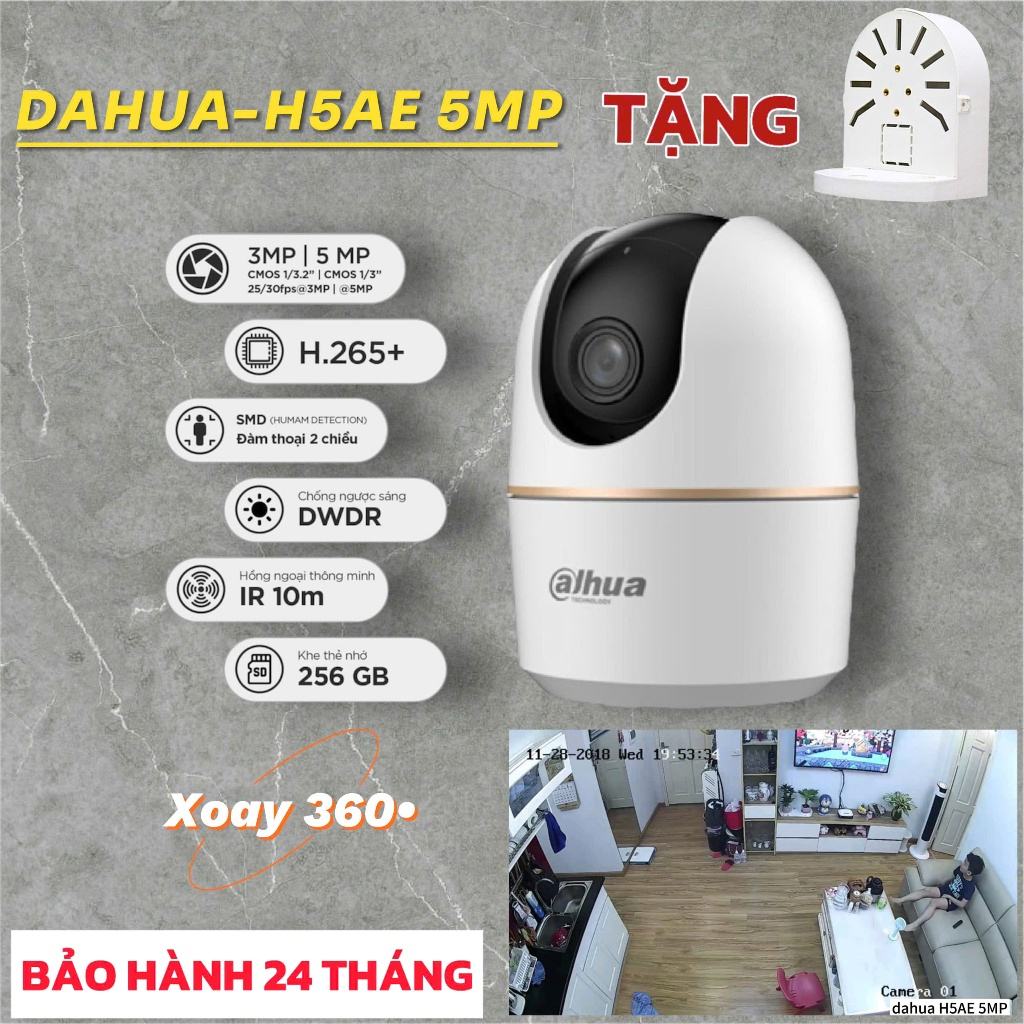 (TẶNG ĐẾ L) Camera Wifi Dahua Hero A1 H3AE 3MP/H5AE 5MP Xoay 360 Đàm Thoại 2 Chiều Xoay 360 độ