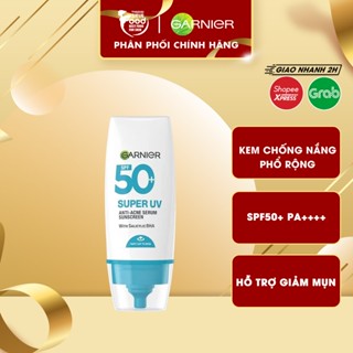 Kem Chống Nắng Phổ Rộng Kiềm Dầu, Hỗ Trợ Giảm Mụn Garnier Super Uv Anti-Acne Serum Sunscreen SPF50+ PA++++ 30ml