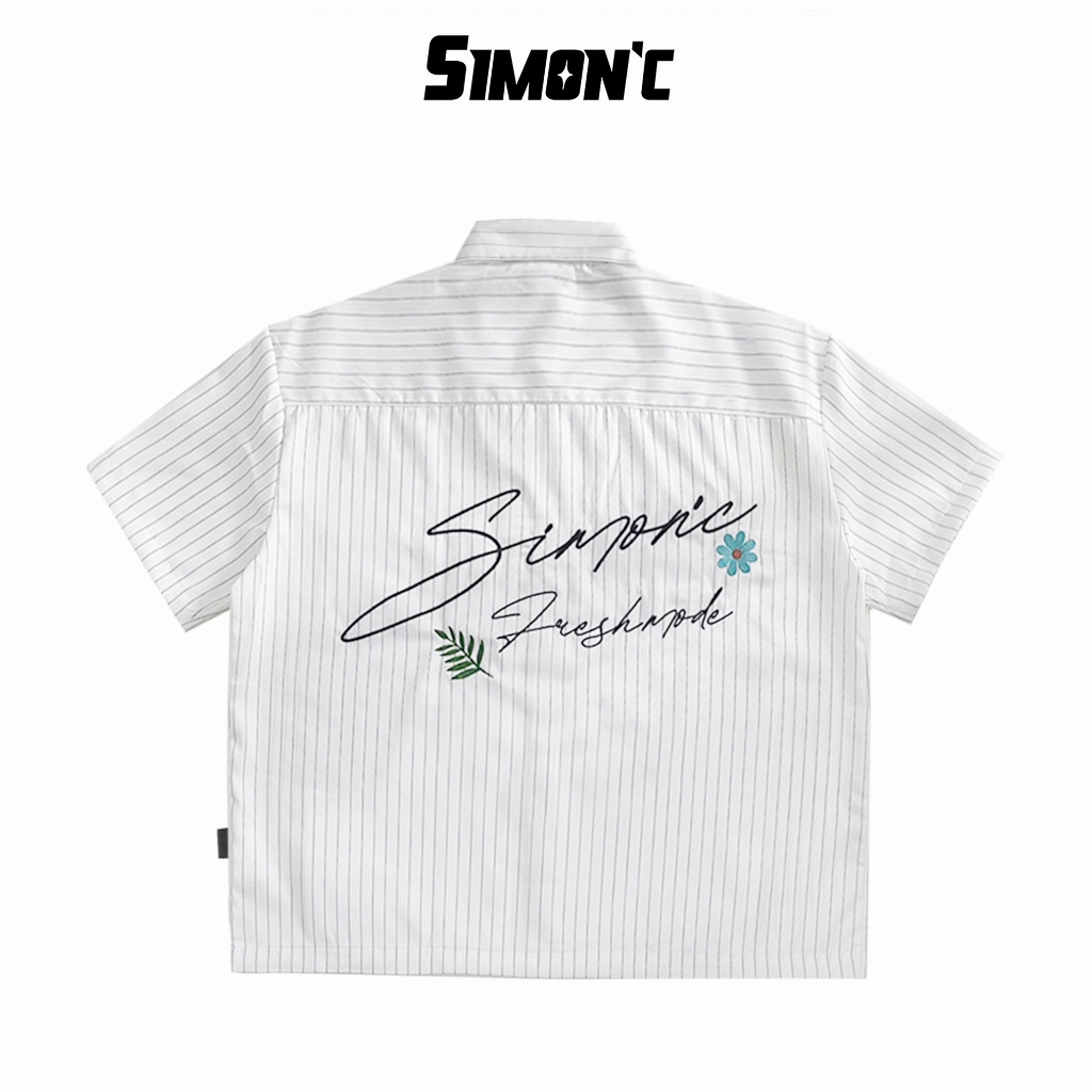 Áo Sơ Mi Boxy Thêu Nổi Sticker Simon'c Fresh Mode - Trắng Vải Tuytsi Tay Lỡ Nam Nữ Local Brand Thời Trang Form Boxy | BigBuy360 - bigbuy360.vn