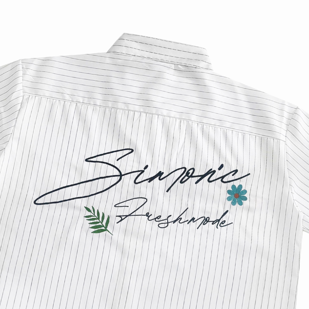 Áo Sơ Mi Boxy Thêu Nổi Sticker Simon'c Fresh Mode - Trắng Vải Tuytsi Tay Lỡ Nam Nữ Local Brand Thời Trang Form Boxy | BigBuy360 - bigbuy360.vn