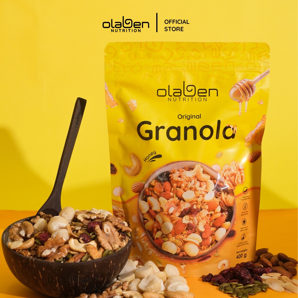 Túi 400gr Granola Siêu Hạt Vị Truyền Thống - Hạt Ngũ Cốc Dinh Dưỡng Premium By OLABEN NUTRITION